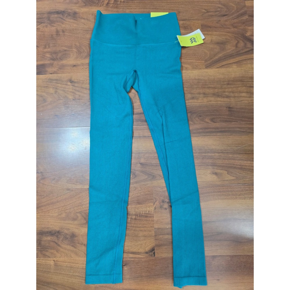 NWT All in Motion Rib Seamless Legging Medium Aqua Green High Rise Activewear